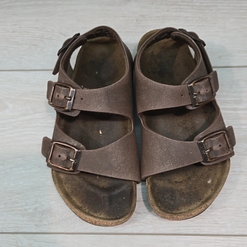 Birkenstock Milano Kids Ankle Sandals Outdoor Leather Flats shoes sz L12